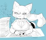  2018 5_fingers aggretsuko ailurid anthro balls being_watched big_breasts blush bodily_fluids breasts canid canine clock clothing computer_mouse disembodied_penis female fennec_fox fenneko fingers fox genitals group haida_(aggretsuko) humanoid_genitalia humanoid_penis hyena keyboard looking_at_another male male/female mammal monochrome penis penis_on_face red_panda retsuko sakana8888888 sanrio shirt sketch smile spotted_hyena sweat topwear true_fox typing unavailable_at_source vein veiny_penis watch wristwatch 