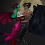  1boy 1girl 3d crossover devil_jin kazama_jin morrigan_aensland tekken vampire_(game) 