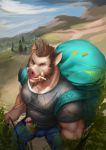  anthro bag beard boar erection facial_hair hiking kemono male mammal penis porcine saliva solo yinhu885 寅虎-烎虎 