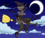  alien breasts chastity_cage costume dannie-20nine dickgirl flipface4 flippy hi_res intersex magic_user solo witch yellow_eyes 