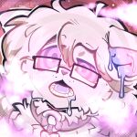 1:1 ambiguous_anthro ambiguous_gender anthro bodily_fluids cheek_tuft collar collar_only digital_media_(artwork) dizzymilky drooling eyebrow_through_hair eyebrows eyewear facial_tuft glasses hair hi_res hypnotic_eyes hypnotic_gas mammal nude open_mouth rectangular_glasses saliva solo species_request spiral spiral_eyes translucent translucent_hair tuft