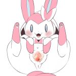  anus blue_eyes blush butt clitoris cute_fangs eeveelution female feral kesu_pu mammal nintendo nude open_mouth pok&eacute;mon pok&eacute;mon_(species) presenting presenting_pussy pussy simple_background smile solo spread_legs spread_pussy spreading sylveon urethra video_games 