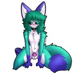 1:1 annoyed anthro balls barred_chastity_cage black_collar black_sclera blush blush_lines chastity_cage chastity_cage_only chastity_device chastity_device_only collar collar_only dipstick_tail domestic_cat embarrassed felid feline felis femboy fur genitals green_body green_hair hair inqitty_(inquiry_artz) inquiry_artz kneeling looking_at_viewer machine male mammal markings navel nipples nude on_ground pawpads paws pink_chastity_cage pink_nipples purple_tail_tip robot robot_anthro simple_background solo tail tail_markings wearing_chastity_cage wearing_chastity_device wearing_collar white_background white_body white_fur