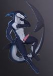  2018 4_toes 5_fingers animal_genitalia anthro black_sclera claws digital_media_(artwork) fefairy fin fish genital_slit gills gradient_background male marine navel nude penis shark simple_background slit slit_pupils smile solo tapering_penis toes white_eyes 