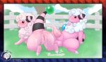 absurd_res after_vaginal all_fours anus big_penis biped black_body black_markings black_skin blush bodily_fluids border bovid breath butt caprine cum cum_drip cum_from_vagina cum_in_vagina cum_inside cum_on_butt cum_on_ground cum_on_own_penis cum_on_penis cum_on_self cum_on_vulva dripping duo eyelashes female fence feral flaaffy fur generation_2_pokemon genital_fluids genitals grass hi_res looking_at_another looking_at_partner looking_back looking_pleasured male male/female mammal markings nintendo on_ground open_mouth penis pink_body pink_skin plant plump_labia pokemon pokemon_(species) presenting presenting_hindquarters presenting_vulva reclining rymherdier signature striped_ears striped_markings striped_tail stripes tail tail_markings text tongue tongue_out tree url vaginal_fluid_string vaginal_fluids vaginal_fluids_on_penis vaginal_fluids_on_vulva vulva watermark white_body white_fur white_wool wool_(fur)