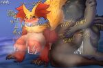 3:2 absurd_res anthro anthro_penetrated areola avara_(zadrex) balls bed bedroom_eyes big_areola big_breasts big_butt black_body blush bodily_fluids bouncing_balls breasts butt clothing collar cum delphox digital_media_(artwork) dragon drooling duo eyebrow_piercing eyebrows facial_piercing fan_character female fishnet_clothing fishnet_legwear fluffy fur furniture gasp generation_6_pokemon genital_fluids genitals gynomorph gynomorph/female hair half-closed_eyes hi_res huge_breasts huge_butt inner_ear_fluff intersex intersex/female intersex_penetrating legwear makeup mammal markings moan mythological_creature mythological_scalie mythology narrowed_eyes nintendo nipple_piercing nipples nude on_bed open_mouth penetration penile penile_penetration piercing plap pokemon pokemon_(species) presenting ring_piercing saliva scalie seductive sex simple_background slap smile spikes tail teeth text thick_thighs tongue tongue_out tuft white_body white_fur yellow_body yellow_fur zadrex