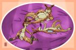 2026 absurd_res anthro balls bed_sheet bedding border claws colored digital_media_(artwork) eyebrows flaccid food foreskin fruit fur garo_(artist) genitals grape group hi_res humanoid_genitalia jak_and_daxter looking_at_viewer lying male male/male mammal multiple_poses mustelid naughty_dog orange_body orange_border orange_fur ottsel ottsel_dummy ottsel_leader ottsel_surfer pawpads paws penis pillow plant pose pubes shaded signature sony_corporation sony_interactive_entertainment tail thick_eyebrows tongue trio