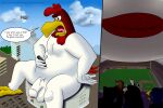 anthro anus avian balls beak big_butt bird butt canid canine canis chicken dalmatian dialogue digital_media_(artwork) dobermann domestic_dog doodle_dot_inc english_text foghorn_leghorn galliform genitals group huge_butt humanoid_genitalia humanoid_penis looney_tunes macro male mammal nude overweight penis phasianid pinscher solo_focus speech_bubble text warner_brothers