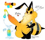 2025 3_fingers antennae_(anatomy) antennae_piercing anthro arthropod arthropod_abdomen artist_name balls bee big_balls big_penis bodily_fluids breasts cheek_spots color_swatch colored colored_cum compound_eyes container cum dated dialogue digital_media_(artwork) directional_arrow english_description english_text erection featureless_breasts fingers flavored_cum food fur furgonomic_piercing furgonomics genital_fluids genitals gynomorph heart_symbol hi_res honey_(food) honey_cum huge_balls huge_penis humanoid_genitalia humanoid_penis hymenopteran hyper hyper_balls hyper_genitalia hyper_penis insect insect_wings intersex jar neck_tuft penis piercing price_tag puppysnackz simple_background solo speech_marker stinger text tuft unusual_bodily_fluids unusual_cum unusual_genital_fluids vein veiny_penis white_background wings yellow_body yellow_fur zeebeez_(puppysnackz)