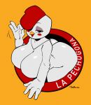 2026 4_fingers anthro avian bent_over big_breasts big_butt biped bird black_eyes breasts butt chicken feathers featureless_breasts female female_anthro fingers galliform hi_res huge_breasts huge_butt humanoid_hands joaoppereiraus la_pechugona looking_at_viewer nude nude_anthro nude_female phasianid standing thick_thighs white_body white_feathers wide_hips