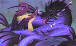 2023 2_penises ambiguous_gender animal_genitalia animal_penis artist_name black_body black_scales blizzard_entertainment bodily_fluids cloaca cloacal_penis colored countershading cum cum_on_penis cumshot dark_penis digital_media_(artwork) disembodied_hand dragon ejaculation european_mythology feral forked_tongue frill_(anatomy) genital_fluids genitals gradient_body gradient_penis gradient_scales group handjob hemipenes hi_res humanoid hypnosis hypnotic_eyes leaking_cum legless logo long_body long_tail lying male mana_wyrm membrane_(anatomy) membranous_frill mind_control multi_genitalia multi_penis mythological_creature mythological_scalie mythology on_back orgasm outside outside_sex penile penis purple_body purple_membrane purple_penis purple_scales qwertydragon scales scalie serpentine sex shaded tail tapering_penis text tongue tongue_out trio warcraft watermark whiskers wyrm_(dragon)