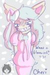  2016 bow_ribbon cheri_forte clothing dress eeveelution female nintendo pok&eacute;mon pok&eacute;mon_(species) sharp_teeth sketch smile solo standing sylveon teeth text video_games yaoimeowmaster 