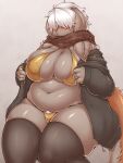 2022 340m/sec 3:4 absurd_res anthro belly belly_overhang big_breasts bikini biped black_clothing black_hoodie black_legwear black_stockings black_thigh_highs black_topwear blush blush_lines breasts brown_body brown_scarf brown_skin clothed clothing colored crotch_tuft curvy_figure deep_navel digit_ring digital_media_(artwork) ear_piercing ear_ring ear_stud female female_anthro final_fantasy floppy_ears front_view full_cleavage fur glistening glistening_body glistening_breasts glistening_skin gold_bikini golden_week hair hair_over_eyes hi_res hoodie huge_breasts humanoid_hands inner_boob jewelry kemono legwear long_ears lop_ears mammal monotone_hair navel nu_mou open_clothing open_hoodie open_topwear orange_body orange_fur overweight overweight_anthro overweight_female piercing portrait pubes ring_(jewelry) ring_piercing scarf shaded sitting solo square_enix stockings swimwear tail_mane thick_thighs thigh_highs three-quarter_portrait topwear tuft two-piece_swimsuit two_tone_tail voluptuous white_hair wide_hips