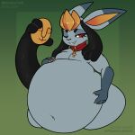 1:1 2026 afponychub anthro belly big_belly eeveelution generation_4_pokemon generation_5_pokemon glaceon hi_res hybrid hybrid_pokemon male male_anthro male_pred navel nintendo paws pokemon pokemon_(species) solo vore wide_hips yamask