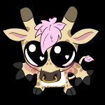 1:1 absurd_res anthro big_eyes blush facial_piercing fototeta fur giraffe giraffid glistening glistening_eyes golden_ring hair heart_symbol hi_res hooves horn jewelry looking_up male mammal markings meme nose_piercing nose_ring ossicone piercing pink_body pink_fur pink_hair ring_piercing solo spots spotted_body tail white_body white_fur yakohooves yellow_body yellow_fur