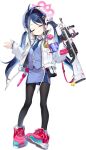  1girl antenna_hair baton_(weapon) black_pantyhose blue_archive blue_hair blue_hat blue_necktie blue_skirt blue_vest blush bow buttons charm_(object) closed_eyes closed_mouth collared_shirt drawstring expressionless facing_viewer fubuki_(blue_archive) full_body game_asset gun gun_sling hair_bow halo halo_behind_head hands_up hat head_tilt high_collar highres holding holding_gun holding_weapon jacket large_variant_set light_blush long_hair long_sleeves mimitoke miniskirt multicolored_hair necktie official_art open_clothes open_jacket pantyhose peaked_cap pencil_skirt pink_halo pink_shoes pocket police police_badge police_hat police_uniform policewoman rifle ruger_mini-14 scope shirt shoes shrugging simple_background skirt sleeves_past_wrists sneakers solo standing star_(symbol) streaked_hair tachi-e third-party_source toes_up transparent_background twintails u_u variant_set very_long_hair vest walkie-talkie weapon weapon_charm white_bow white_jacket white_shirt zipper 