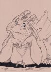 2017 2_horns ambiguous_gender back_wings breasts broken_sword busty_feral claws cleavage clothed clothing coy dragon european_mythology extreme_size_difference eyelashes female female_feral feral head_spikes hi_res horn human larger_female larger_feral looking_at_viewer mammal markings monochrome mythological_creature mythological_scalie mythology scalie signature size_difference smaller_ambiguous smile smiling_at_viewer snaggle_tooth spikes spikes_(anatomy) spots spotted_body toe_claws ukabor underneath_another western_dragon wings