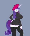  anthro anthrofied beret boots cigarette clothing cocaine-leopard equine eyeshadow female footwear friendship_is_magic hair hat horn legwear makeup mammal my_little_pony purple_hair rarity_(mlp) smoke smoking solo sweater thigh_high_boots unicorn 