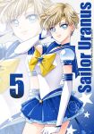  1girl back_bow bishoujo_senshi_sailor_moon bishoujo_senshi_sailor_moon_stars blonde_hair blue_bow blue_choker blue_eyes blue_sailor_collar blue_skirt blue_theme bow bowtie brooch choker circlet commentary_request earrings elbow_gloves gloves hand_in_own_hair highres jewelry layered_skirt lips magical_girl miniskirt parted_bangs pleated_skirt revision sailor_collar sailor_senshi_uniform sailor_uranus sarashina_kau shirt short_hair short_sleeves signature skirt solo star_(symbol) star_brooch star_choker star_earrings super_sailor_uranus_(stars) ten'ou_haruka very_short_hair watermark white_gloves white_shirt yellow_bow yellow_bowtie zoom_layer 