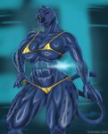 abs abstract_background absurd_res anthro artist_name big_breasts bikini bikini_pull black_body black_fur blush breasts brown_eyes claws clothing clothing_pull colored felid female finger_claws fingers front_view fur glistening glistening_abs glistening_breasts glistening_thighs goat_(movie) gold_bikini hi_res huge_breasts humanoid_hands jett_fillmore looking_at_viewer mammal markings micro_bikini mr.carno muscular muscular_anthro muscular_arms muscular_female muscular_legs muscular_thighs navel pantherine pinup portrait pose purple_body purple_fur seductive shaded solo sony_corporation sony_pictures spots spotted_markings standing swimwear swimwear_pull tail text thick_thighs three-quarter_portrait two-piece_swimsuit wide_hips yellow_sclera