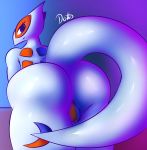  2018 anthro digital_media_(artwork) dittodotto fan_character female hi_res jasper_(lancefoxcia) legendary_pok&eacute;mon looking_at_viewer nintendo nude pok&eacute;mon pok&eacute;mon_(species) pussy simple_background smile solo video_games 