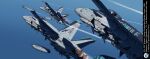  absurdres ace_combat afterburner aim-120_amraam aim-9_sidewinder air-to-air_missile aircraft airplane batookoma blue_sky clear_sky commentary contrail english_commentary english_text external_fuel_tank f-18_hornet fighter_jet flying highres military_vehicle missile no_humans original sky vehicle_focus 