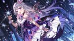  1girl :d artist_request bare_shoulders black_choker bridal_gauntlets center-flap_bangs chest_jewel choker colored_inner_hair crown detached_sleeves detached_wings double-parted_bangs dress game_asset gem gradient_hair hair_flaps hand_jewel hand_up highres hololive hololive_dreams hololive_english jewel_under_eye koseki_bijou koseki_bijou_(prism_crystal_realm) layered_dress long_hair metal_wings mini_crown multicolored_hair non-web_source official_art open_mouth puffy_detached_sleeves puffy_short_sleeves puffy_sleeves purple_dress purple_eyes purple_gem purple_hair self-datamine short_sleeves sidelocks sleeveless sleeveless_dress smile solo strapless strapless_dress teeth upper_teeth_only very_long_hair virtual_youtuber white_bridal_gauntlets white_dress wings 