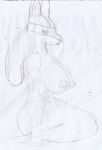  anthro big_breasts breasts female liamfatjackal looking_at_viewer lucario lucia_(liamfatjackal) nintendo nipples pok&eacute;mon pok&eacute;mon_(species) simple_background smile solo traditional_media_(artwork) video_games white_background 