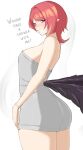  1girl absurdres black_wings breasts commentary english_commentary english_text highres i_s_s_h_i_n large_breasts looking_at_viewer medium_hair naked_towel pink_hair pointy_ears purple_eyes remielle_dan simple_background solo towel white_background wings zenless_zone_zero 