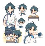  >_< ... 2boys :3 ahoge alternate_costume alternate_hairstyle androgynous aqua_hair arms_up artist_name backpack bag black_hair blue_hair blue_pants blush book braid bread bread_slice buttons can closed_eyes closed_mouth collared_shirt commentary cowboy_shot desk drink_can eating eyeshadow facial_mark flying_sweatdrops food food_in_mouth forehead_mark four-pointed_star from_side genshin_impact gradient_hair green_hair hair_between_eyes hand_in_pocket hand_on_own_face hand_up hands_on_own_head highres holding holding_book holding_can holding_food holding_pen holding_pocky jacket long_sleeves looking_at_another looking_to_the_side low_ponytail makeup male_focus multicolored_hair multiple_boys multiple_views no_mouth open_book open_clothes open_jacket open_mouth pants pen pocky pocky_in_mouth ponytail puffy_long_sleeves puffy_sleeves purple_bag red_eyeshadow running school_desk school_uniform shadow shirt shoes short_ponytail short_sleeves sidelocks simple_background sitting smile sneakers soda_can solo_focus speech_bubble spoken_ellipsis standing star_(symbol) sweatdrop track_jacket track_pants track_suit twin_braids two-tone_hair untranslatable_commentary upper_body v-shaped_eyebrows venti_(genshin_impact) wariza white_background white_jacket white_shirt white_shoes xerin_art xiao_(genshin_impact) yellow_eyes 