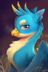  2018 avian beak blue_eyes digital_media_(artwork) feathered_wings feathers feral friendship_is_magic gallus_(mlp) gryphon hi_res imalou looking_at_viewer male my_little_pony signature solo wings yellow_beak 