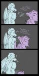 anthro anthro_on_anthro back_wings black_border blush blush_lines border breath comic comic_panel cropped dialogue dinosaur dragon dromaeosaurid duo elemental_creature elemental_dragon elemental_manipulation exclamation_point eyes_closed feathered_dinosaur feathered_scalie feathers flirting flirty_expression fur furred_dragon furred_scalie gem gem_raptor half-closed_eyes heart_symbol hi_res ice_dragon ice_manipulation imminent_oral lumi_(lumieira) lumieira male male/male mythological_creature mythological_scalie mythology narrowed_eyes omega_(lumieira) oral prehistoric_species reptile saurischian scalie size_difference sketch surprised theropod wings