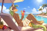 alcohol anthro banana banoffeemuffinz beverage cellphone claws clothing cocktail electronics elemental_creature feet flora_fauna flower food fruit fur furred_kobold furred_scalie grape grass_hair hi_res hibiscus hybrid kalei_(hydro19) kobold leaf leaf_tail male orange_(fruit) palm_tree pawpads phone pineapple plant plantigrade_pawpads pool_chair poolside reclining scalie solo swimming_pool swimming_trunks swimwear tail toe_claws tree tropical umbrella umbrella_drink