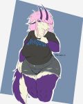 2026 4:5 5_fingers absurd_res alternative_fashion anthro band_shirt bedroom_eyes belly big_belly big_breasts bottomwear bovid breasts canid canine caprine clothing curvy_figure devil_horns_(gesture) eveline_(narumaito) fangs fat_arms female fingers fluffy fluffy_tail fur gesture goat hair hand_gesture hi_res horn hotpants huge_breasts huge_thighs hybrid incantation_(band) mammal messy_hair metalhead narrowed_eyes narumaito overweight overweight_female pink_hair purple_body purple_fur purple_horn sagging_breasts scene_haircut seductive shirt shorts simple_background solo standing tail teeth thick_thighs topwear torn_bottomwear torn_clothing torn_shorts voluptuous white_body white_fur wide_hips