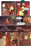 2026 2:3 2_horns 5_panel_comic absurd_res ambiguous_gender animate_inanimate anthro armor balloon balloon_with_face belly black_nose black_text brown_body brown_clothing canid canine claws clenched_teeth clothing comic crawling detailed_background dialogue door dragon ellipsis english_text eyebrows eyes_closed eyewear female_(lore) fire floor fox goggles green_eyes group headgear helmet hi_res holding_melee_weapon holding_object holding_polearm holding_spear holding_weapon horn inflatable kobold living_inflatable looking_at_another looking_back male_(lore) mammal melee_weapon motion_lines mythological_creature mythological_scalie mythology obscured_eyes open_mouth open_smile orange_body page_number polearm red_body roko_kirihoko saida scalie sharp_teeth signature smile spear speech_bubble tail talking_to_another teeth text toe_claws tongue toony virmir walking wall_(structure) weapon white_sclera yawn