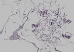 algedimon_(hclysword) anthro bandai_namco bodily_fluids breath canid canid_demon canine clawing_floor cloak clothing cum cum_drip demon digimon dizzy dominant dripping drooling drooling_tongue duo exhausted fakemon from_behind_position genital_fluids hclysword hellhound hi_res horn humanoid knotting larger_dom leaking_cum male male/male mammal monochrome muscular muscular_anthro muscular_male mythological_canine mythological_creature mythology panting penetration prone_bone_position rinth_(hclysword) saliva satyr sewn_mouth sex size_difference sound_effects spiral spiral_eyes stitched_body sweat tail tail_motion tailwag tongue tongue_out trans_(lore) trans_man_(lore) vaginal vaginal_penetration