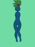  :3 anthro armless barefoot breasts female flora_fauna green_background i-am-that-japanesse nintendo nude oddish plant plant_hair pok&eacute;mon pok&eacute;mon_(species) ponytail pussy simple_background solo video_games 