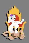 ambiguous/ambiguous ambiguous_gender antennae_(anatomy) anthro blep blue000787 blue_eyes blue_hair blue_pawpads blush casualties:_unknown chair crown dune_(gunsawian) duo eyes_closed facial_scar feet fur furniture gunsaw gunsawian hair headgear heterochromia hi_res horn humanoid milky_(gunsawian) minecraftman13 muffin_(minecraftman13) orange_eyes pawpads paws pinned pinned_to_ground purple_crown scar scars_all_over sitting stepping_on_head tan_body tan_fur throne tongue tongue_out white_body white_fur