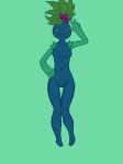  :3 anthro anthrofied armless barefoot breasts female flora_fauna green_background i-am-that-japanesse nintendo nude oddish plant plant_hair pok&eacute;mon pok&eacute;mon_(species) ponytail pussy simple_background solo video_games wave 