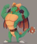  anthro belt disturbed-mind dragon flexing green_scales looking_at_viewer male scales solo spyro_the_dragon standing terrador the_legend_of_spyro video_games wings 