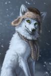  2018 aurru black_nose blakc_nose canine digital_media_(artwork) feral fox fur green_eyes mammal sitting solo whiskers white_fur 