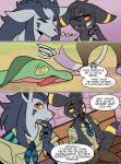 2026 absurd_res ambiguous_gender anthro anthrofied bandage bandage_on_face belt bench black_body clothed clothing comic dialogue digital_media_(artwork) eeveelution english_text eyes_closed generation_2_pokemon generation_3_pokemon generation_5_pokemon grauf_(odeko-yma) group grovyle harmony_scarf hi_res lucky_(odeko-yma) male mienshao mightyena nintendo odeko-yma pokemon pokemon_(species) pokemon_mystery_dungeon pokemorph red_eyes signature sitting smile speech_bubble spike_chunsoft spiral spiral_eyes text thinking tongue tongue_out umbreon unconscious uniform wince yellow_sclera