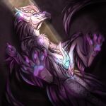 1:1 animal_genitalia anus bedroom_eyes cloaca dinosaur dromaeosaurid feathered_dinosaur feathered_scalie feathered_wings feathers feet feral fluffy foot_focus fur gem gem_raptor genitals glowing glowing_anus glowing_eyes glowing_genitalia glowing_penis glowing_vulva hi_res horn intersex intersex/intersex inviting inviting_viewer licking licking_lips licking_own_lips light_shafts lumieira lying male maleherm maleherm/maleherm markings narrowed_eyes omega_(lumieira) on_back pastel_theme penis prehistoric_species presenting presenting_cloaca presenting_penis purple_body purple_fur reptile saurischian scalie seductive solo spots spotted_body spotted_fur spread_legs spreading theropod tongue tongue_out vulva wings winter_coat