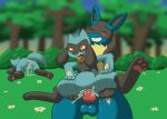  3_toes anus backsack balls bisexual blue_balls blush cum cum_from_ass cum_in_pussy cum_inflation cum_inside cum_on_balls cum_on_perineum erection eyes_closed female inflation knot lucario male nintendo open_mouth penetration penis pok&eacute;mon pok&eacute;mon_(species) pussy riolu rvlis sex size_difference spread_legs spreading sweat toes vaginal vaginal_penetration video_games 