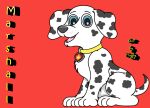 black_nose black_spots blue_eyes canid canine canis collar collar_only dalmatian domestic_dog feral floppy_ears fur male mammal markings marshall_(paw_patrol) nickelodeon nude open_mouth open_smile paw_patrol puffysmith quadruped sitting smile solo spots spotted_body spotted_fur white_body white_fur yellow_collar