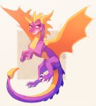  2018 claws digital_media_(artwork) dragon feral horn male maplespyder membranous_wings purple_eyes scalie simple_background smile solo spines spyro spyro_the_dragon video_games western_dragon wings 
