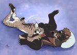 4_toes 5_fingers anthro anthro_on_anthro arm_markings back_markings balls black_markings black_nipples black_nose black_pawpads blue_eyes bobcat brown_body brown_fur claws dated duo ear_piercing ear_tuft european_wildcat eyes_closed eyewear facial_markings feet felid feline felis fingers fur fur_markings genitals glasses grabbing_head gulonine hand_on_leg hand_on_thigh head_markings head_on_pillow holding_leg humanoid_genitalia humanoid_penis jasper_kinney leg_markings licking looking_down looking_down_at_partner lying lynx male male/male mammal markings moodyferret motion_lines multicolored_body multicolored_fur mustelid musteline nipples nude nude_anthro nude_male on_back on_front onomatopoeia oral pawpads penile penis penis_lick piercing pillow pink_nose pink_tongue plantigrade_pawpads purring rudy_(thetamule) sex short_tail signature slightly_chubby slightly_chubby_anthro slightly_chubby_male small_penis sound_effects spots spotted_body spotted_fur spread_legs spreading striped_arms striped_back striped_body striped_fur striped_legs striped_markings striped_tail stripes tail tail_markings tan_body tan_fur text toes tongue tuft wearing_glasses whiskers white_body white_claws white_fur wildcat wolverine