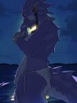 absurd_res anthro bikini breasts clothed clothing female hi_res kame_3 looking_at_viewer outside scales scalie seaside sky solo swimwear tail thick_thighs two-piece_swimsuit untied_bikini water