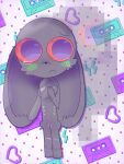 3:4 6_nipples anthro anthro_au bloodshot_eye bloodshot_eyes bodily_fluids domestic_cat felid feline felis female fur genitals hi_res hybrid lagomorph leporid mammal multi_nipple nipples phase_39_(uncannyanthro) purple_body purple_eyes purple_fur rabbit solo tears uncannyanthro vulva