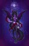  2016 5_fingers anthro areola black_hair black_nose blue_areola blue_eyes blue_nipples breasts canine digital_media_(artwork) dog eyelashes feathered_wings feathers female hair hybrid mammal moon-s nipples nude purple_feathers solo wings 